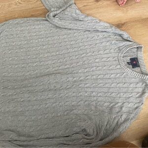 Saddlebred Gray Sweatshirt with Cable Knit Texture